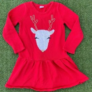 Christmas Reindeer Sweater Dress gymboree size 5 Preowned holiday pictures